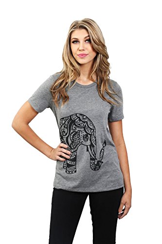 Thread Tank Artisan Elephant Women's Fashion Relaxed T-Shirt Tee Heather Grey Small